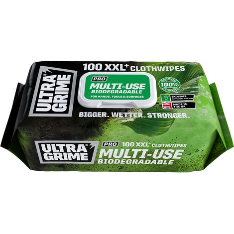 Ultra Grime Bio Multi Use XXL Cloth Wipes - 100 Pack
