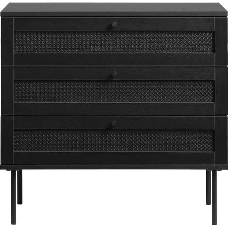 Commode 3 tiroirs en bois et métal L80cm - Noir - RINTO (1/5)
