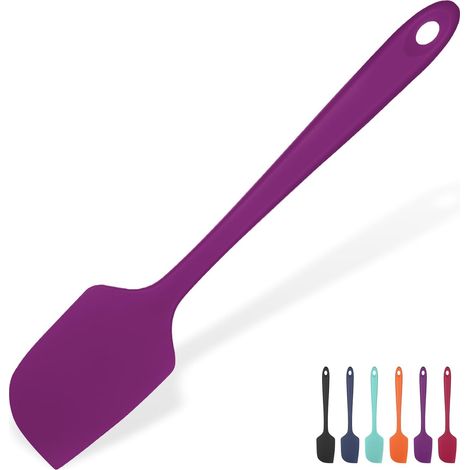 1 Spatule en Silicone, Résistant à 315℃, Flexible et Antiadhésif, Ustensile de Cuisine pour Mélanger et Racler, 29cm, Mauve (1/5)