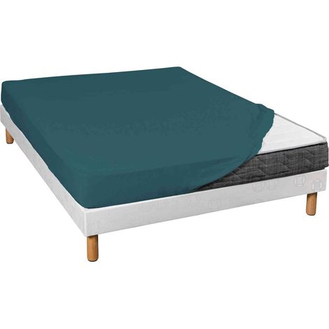 Drap housse jersey bleu canard bonnet 30 cm 90x190/200 (1/2)