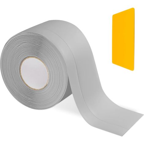 Plinthe Souple Autoadhésive, PVC 50 × 20 mm Plinthe Adhesive, Découpé sur Mesure, avec Raclette pour Cuisines, Salles de Bains, Salons, Bureaux (Gris, 5 Mètres) (1/5)