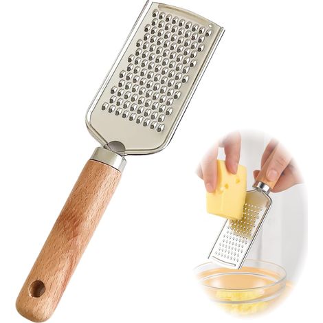 2 pièces Râpe à Fromage Manuelle pour Fromages à Pâte Dure Rapeuse pour Parmesan Zesteur pour Agrumes en Acier Inoxydable avec Manche en Bois De Hêtre Ergonomique 22,5 x 5,6 x 1,8 cm pour Cuisine