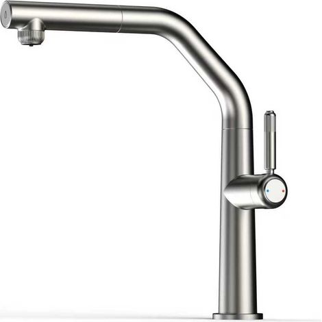Miscelatore cucina in acciaio con sistema depurazione e doccia estraibile Pollini FILTRA TECH RE6110  Acciaio Inox