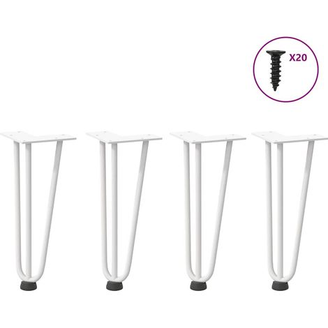 Haarnadelbeine für Couchtisch 4 Stk. Weiß 30 cm Massivstahl