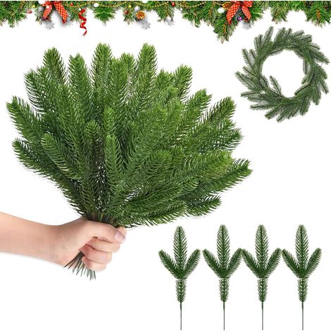 80 künstliche Kiefernzweige – künstliche Zweige – Kiefernzweige – Kiefernnadeln – künstliche Kiefernzweige – für DIY-Adventskränze – Weihnachtsdekoration (1/5)