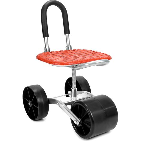 Tabouret de Jardin à roulettes, siège Roulant pour Le Jardinage, Rotatif à 360 °, Rouge, réglable en Hauteur, pour la Maison et Le Jardin (1/5)