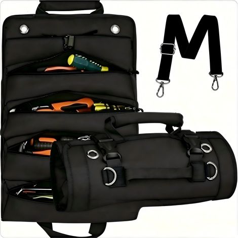 Sac de Rangement pour Outils en Oxford Haute Densité avec Bordure Noire, Pochette de Transport pour Électricien et Quincaillerie (1/4)