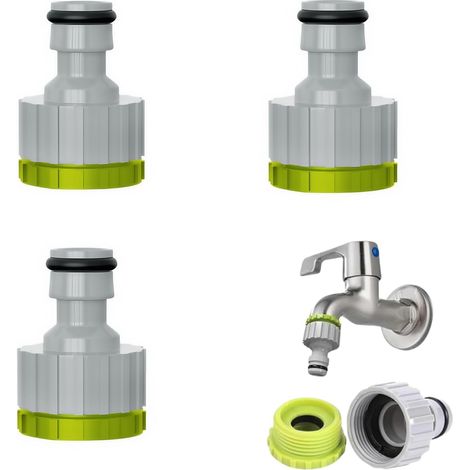 2-in-1-Wasserhahnverbinder, 3er-Set, 1/2-Zoll- und 3/4-Zoll-Wasserhahnadapter, universelle Bewässerungsschlauchverschraubungen, Gartenwasserhahnverschraubungen, Bewässerungsschlauch-Verschraubungssets