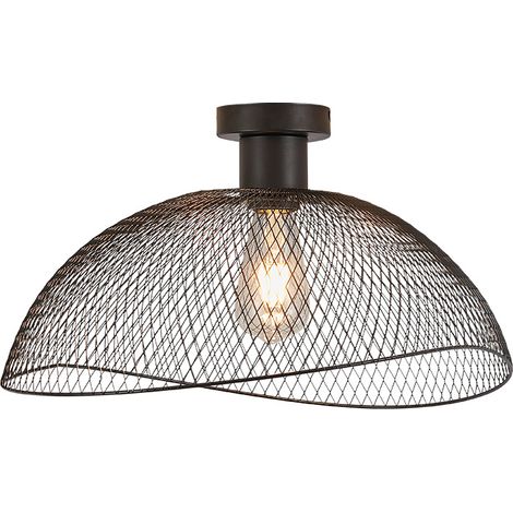 Plafonnier décoratif métal noir grillagé E27 Diam 450mm (1/4)
