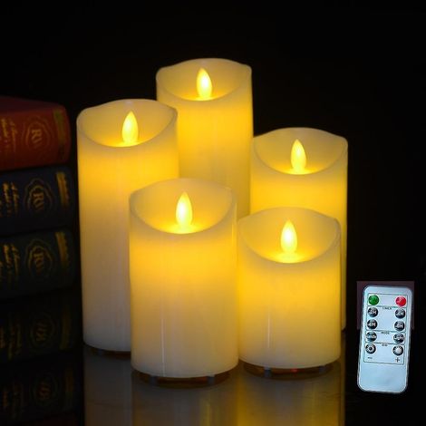 Bougies LED, lot de 5 bougies décoratives de Noël (10 cm, 12,5 cm, 15 cm, 17,5 cm, 20 cm), bougies sans flamme (1/5)