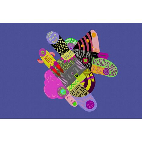 Papier peint panoramique design bleu Tapisserie panoramique originale pour chambre enfant Papier peint panoramique design multicolore (1/2)