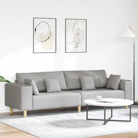 Sofa mit Kissen Wolkengrau 250 x 77 x 76 cm Stoff