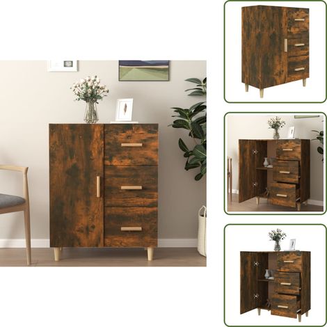 Aparador decorativo - vidaXL Aparador de madera de ingeniería roble ahumado 69,5x34x90 cm - Aparador de madera contrachapada