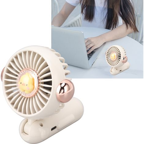 Petit ventilateur de poche pliable, mignon et portable, idéal pour les voyages, les étudiants, les dortoirs et les bureaux. Rechargeable par USB, blanc. (1/5)