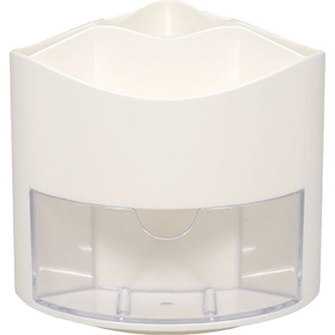 Porte-stylo en plastique transparent rotatif grande capacité avec tiroir, organisateur de stylos pour bureau (1/4)