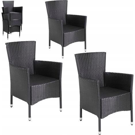 CASARIA® Gartenstühle Set Stapelbar Polyrattan Wetterfest Stapelstuhl Outdoor Verstellbar 160 kg Belastbarkeit Garten Terrasse Balkon Sessel Stuhl 3er Set (1/5)