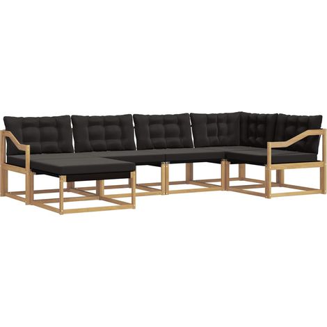 Outdoor Sofa Set with Cushion 6 pcs White and Black vidaXL (1/5)
