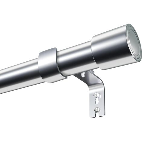 1 Pièce - Tringle à Rideaux - Barre de Rideau - Télescopique Réglable 84-220 cm - Montage par Perçage avec Couvercles - Salon - Argenté - 25 mm (1/5)