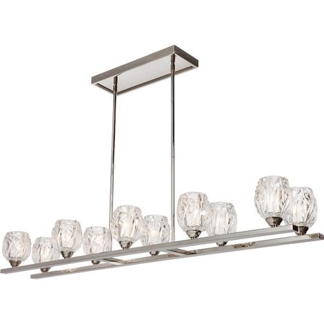 Elstead Rubin - Lampadario a 10 luci a soffitto a isola Lampadario a sospensione a barra Nichel lucido, G9 (1/2)