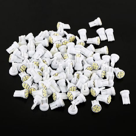 Lot de 100 Ampoules LED T10 8 SMD 1206 pour Éclairage Intérieur Voiture, Lampe Indicateur Blanche (1/5)