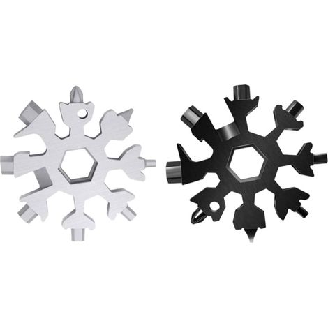 Outil multifonction 18 en 1 en forme de flocon de neige, 2 mini tournevis multifonctions en acier inoxydable, idéal pour les voyages et le quotidien, un cadeau créatif et original.