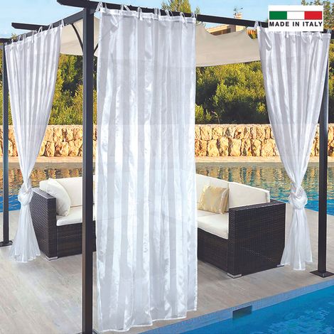 Tenda Per Gazebo "Velo" Con Fettuccia E Passanti Cm.150X280H. Bianco - bianco