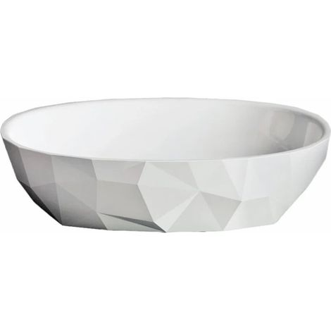 Swiss Aqua Technologies Lavabo da appoggio Meda 56x37x14 senza troppopieno, in marmo fuso, bianco (SATME5637) (1/5)