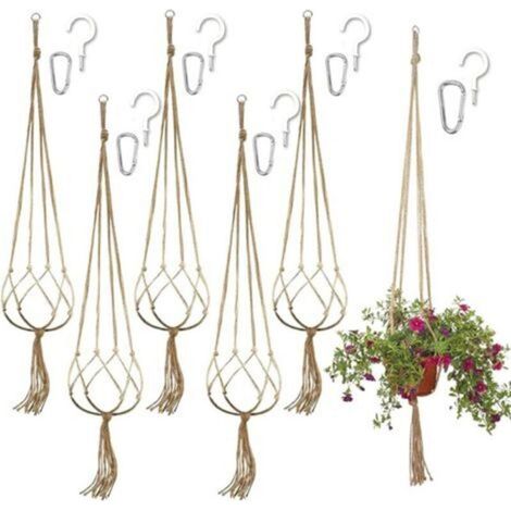 Macramé Suspension Plante en Corde de Coton - Pot Suspendu Solide (1/5)