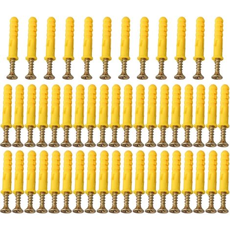 Lot de 50(M6 x 30) chevilles murales robustes et vis pour cloison sèche, vis d'expansion en acier inoxydable, pour sécuriser les articles ménagers