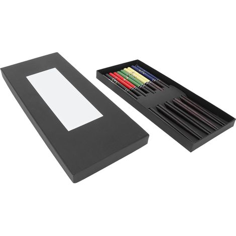 Lot de 5 paires de baguettes en bois imprimées, pointues, pour sushi, vaisselle décorative maison (1/5)