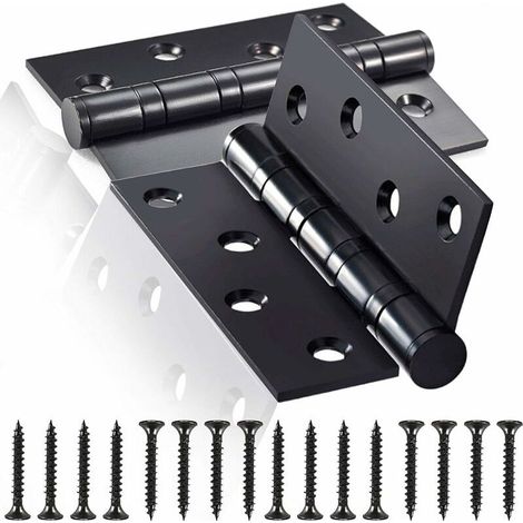 Charnière de Porte en Inox,2 Pcs Charnières De Porte Charnières Pliables Charnières Inox Épaisseur 3mm Paumelle,pour Portes massives intérieur (Black) (1/5)