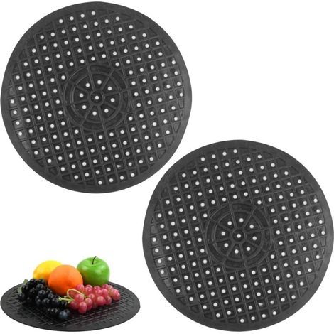 Tapis d'évier de cuisine en caoutchouc 12,5 x 10,5 pouces, protecteur d'évier de cuisine tapis de base d'évier (rond noir) (1/5)