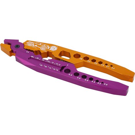 Kit d'outils pour voiture RC en alliage d'aluminium multifonctionnel : pince à amortisseurs, rotule, clé en croix avec rondelle pour réparation et entretien. Couleurs : or et violet. (1/5)