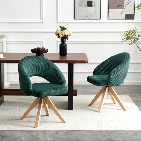 Sillas comedor giratorias 360 de terciopelo 2 uds OKMYHOME (1/5)