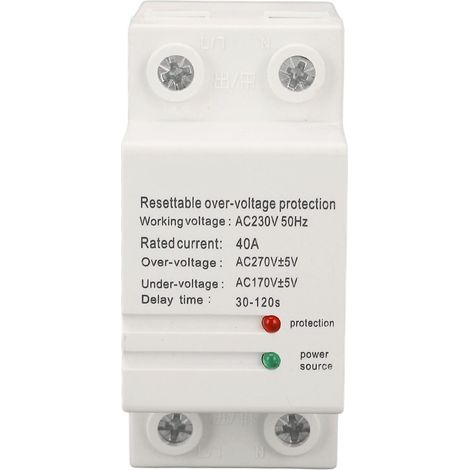 Einphasiges Spannungsschutzgerät, automatische Selbstrückstellung, Über-/Unterspannungsschutz mit Kontrollleuchte, 40 A AC230 V Eingang nach unten und Ausgang nach oben (1/5)