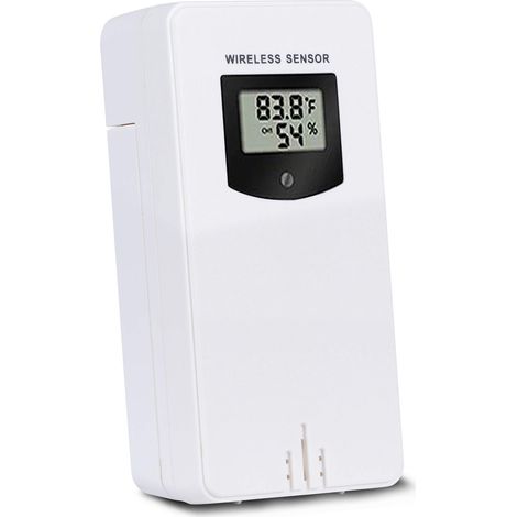 Station météo extérieure sans fil Blanc avec capteur de température et d'humidité, émetteur de station météo 3 canaux pour station météo et réveil à projection, Blanc (1/2)