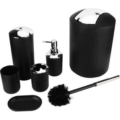 Accessoires de salle de bain, ensemble élégant, porte-brosse à dents, poubelle, porte-savon (1/5)