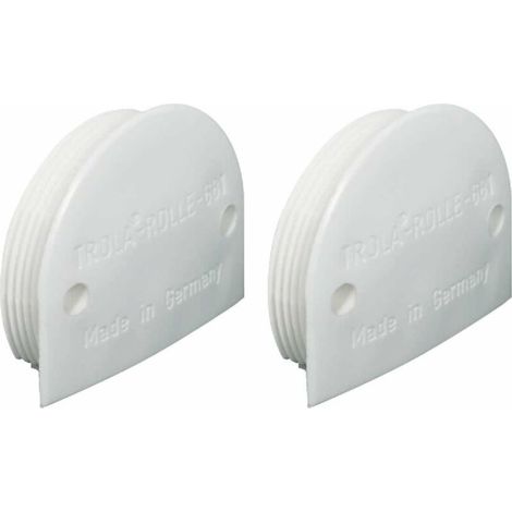 – Chariot pour portes coulissantes linéaires Ø35mm – Axe renforcé – Galet convexe en plastique blanc – Charge max 25kg – Épaisseur min 16mm (1/2)