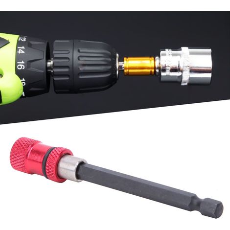 Porte-embout de tournevis en acier inoxydable rouge, rallonge magnétique à dégagement rapide 1/4 pouce, 150 mm (1/5)