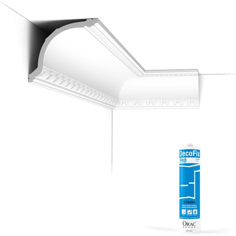 Pack 10 mètres Corniches Plafond C216 avec colle - Orac x Cimaises-et-plus - 11,5x13,5x200cm (h x p x L) - moulure décorative polyuréthane