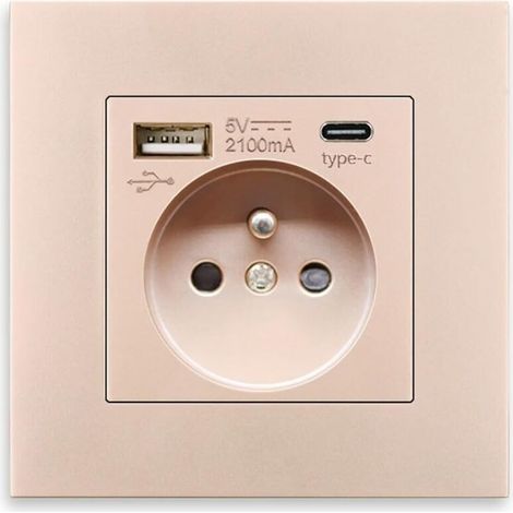 Prise murale USB Type C. port de charge. alimentation électrique domestique. prise standard UE AC 110-250 V 16 A (type 1) (1/4)