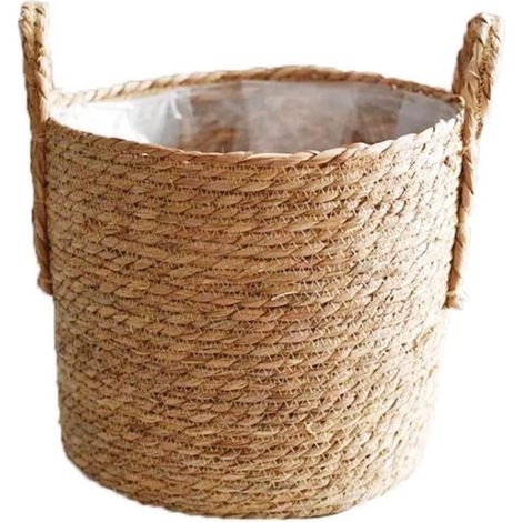 Diameter 30 cm Sea Grass Planter Basket Hand-woven Plant Pot Lid with Waterproof Plastic Lining for (1/5)