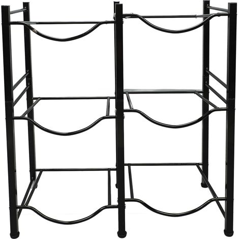 Porte-bouteille d'eau organisateur en acier au carbone 3 niveaux 2 rangées seau support de stockage support de conteneur pour cuisine salon bureau noir (1/5)