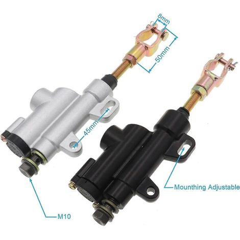 Nouvelle pompe de maître-cylindre de frein hydraulique arrière pour moto, compatible avec les modèles Thumpstar ATV Pit Pro Dirt Bike 50cc, 70cc, 110cc, 125cc, 150cc et 250cc - Argent
