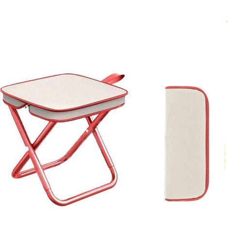 Tabouret de camping pliable, mini tabouret de camping pliable, chaise pliante de camping avec sac de rangement, siège pliant ultraléger pour voyage, jardin, pêche, barbecue, plage (rouge)-ARCAN (1/5)