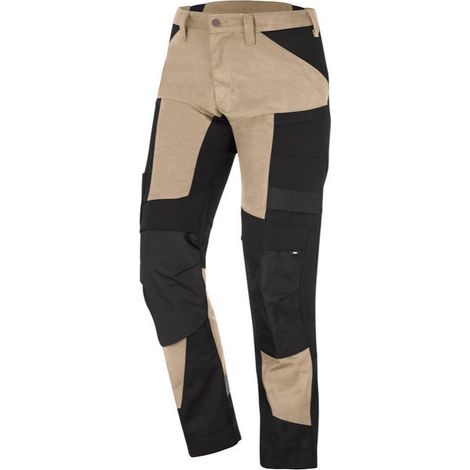 Pantalon de travail stretch unisexe Leo FHB 122110 - Beige / Noir - 44 - Jambes standards
