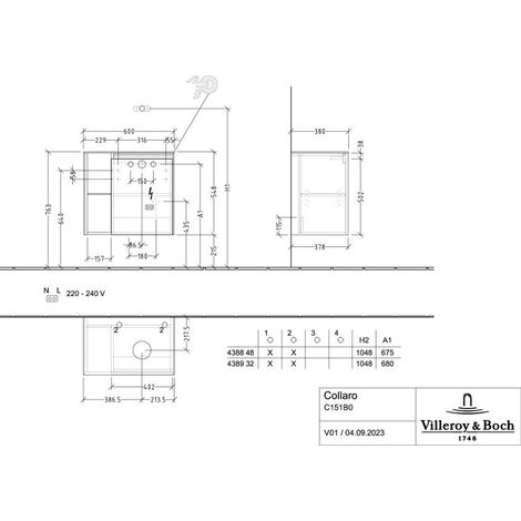 Villeroy & Boch C151B0VN WTUS Collaro 600x548x380mm avec chargeur