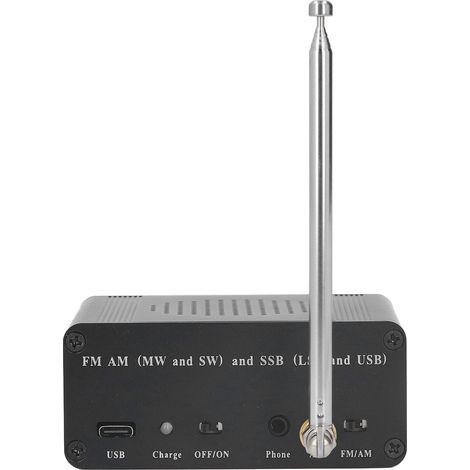 Radio portable à ondes courtes FM/AM, récepteur 5 W, boîtier en alliage d'aluminium, écouteurs externes, antenne télescopique (1/5)