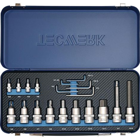 Jeu de cls douille 19 pices 1/4 + 1/2 po. 1,25 - 17mm pour 6 pans intrieurs (1/4)