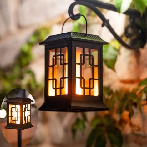 Lumiere Solaire Exterieur,Lanterne Solaire Exterieur Jardin,Lanterne Solaire Deux Modes de Fonctionnement Clignotant/Chaud Torche Solaire Jardin Pour la Decoration Exterieur Jardin (1/5)